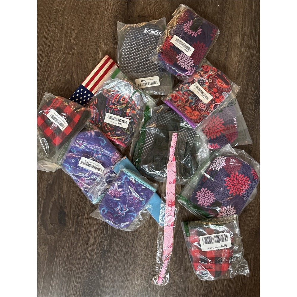 Lot Of 14 Koverz Water Bottle Sleeve Holder Strap NEW All Different Prints